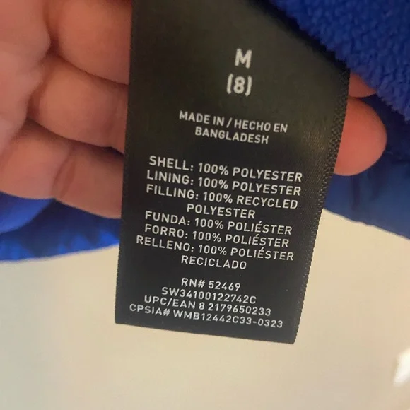 Swiss Tech Boys Puffer Jacket size 8 Medium vibrant blue zip up hooded - Picture 6 of 6